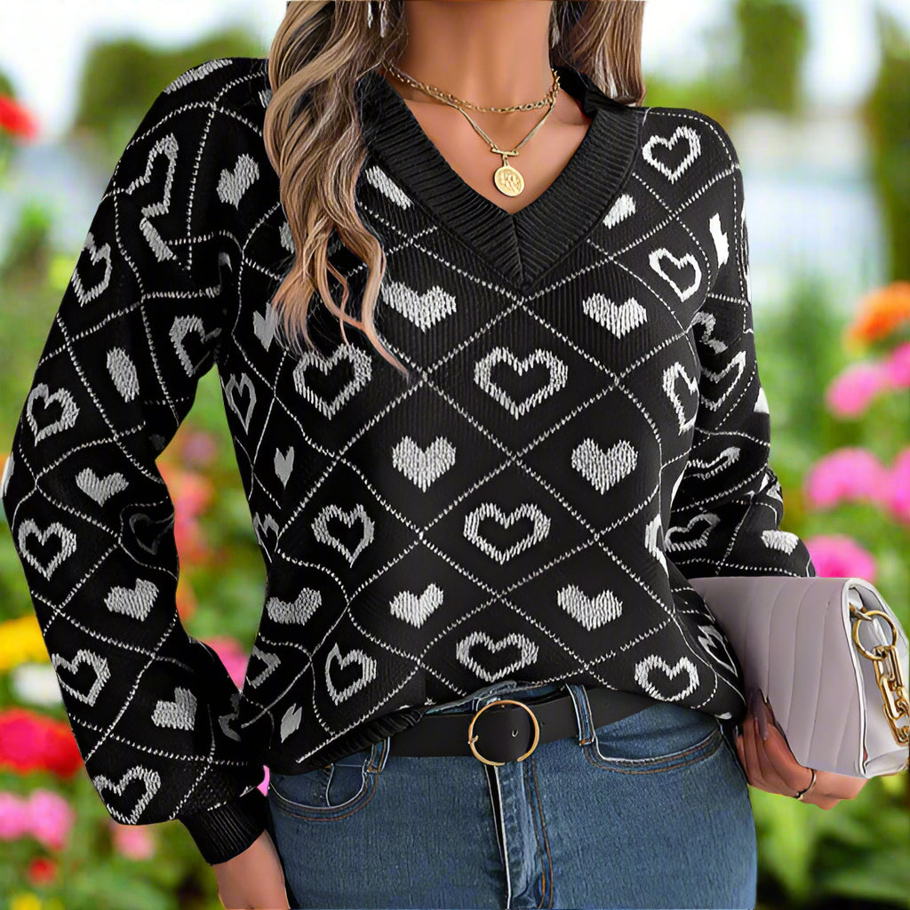 Knit Heart Long Sleeve Sweater