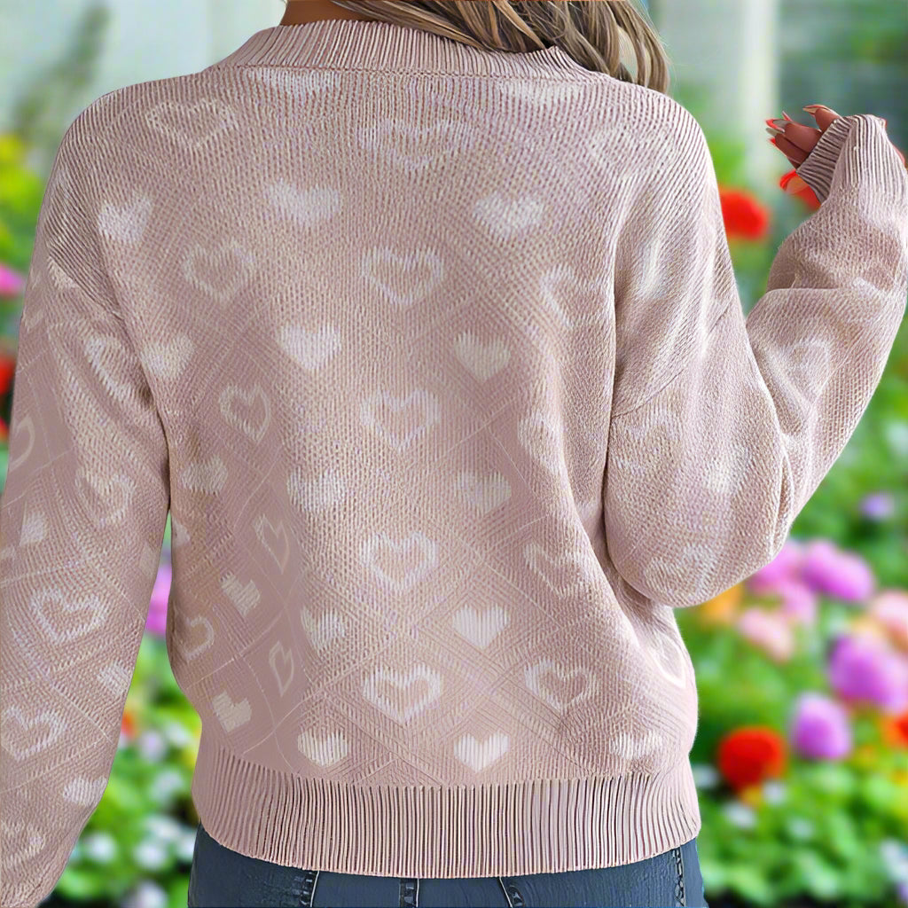 Knit Heart Long Sleeve Sweater