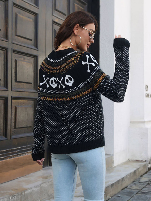 Halloween Skull Knitted Sweater Women