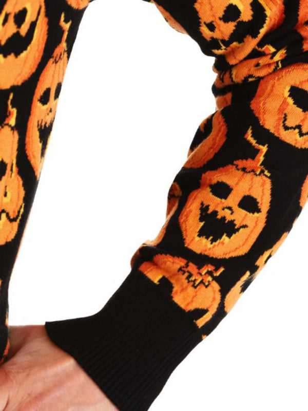 Halloween Pumpkin Print Sweater