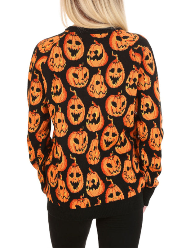 Halloween Pumpkin Print Sweater