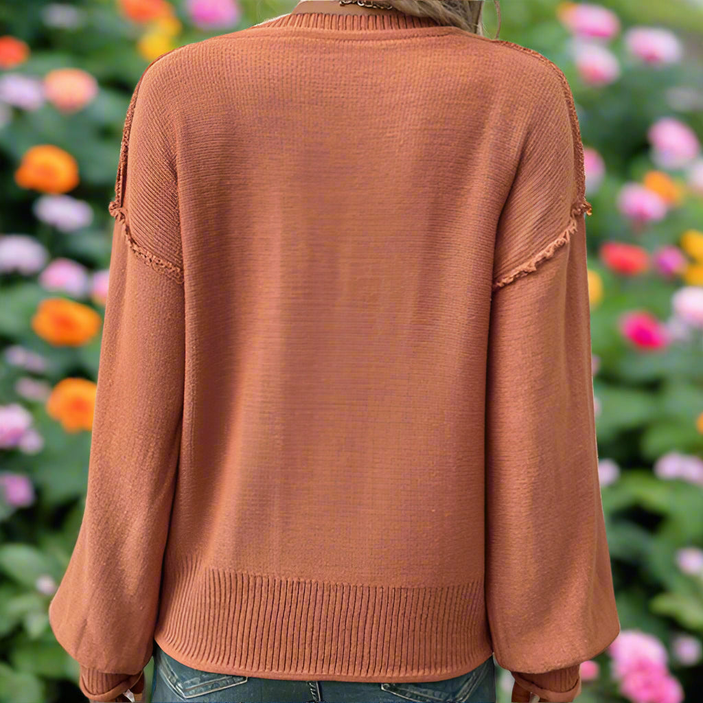 Orange Knit Long Sleeve Sweater