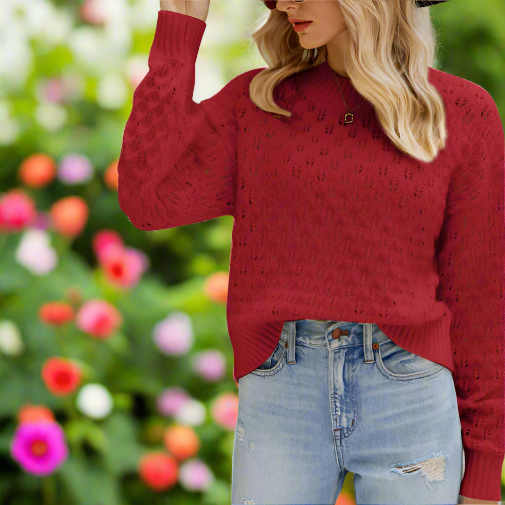 Round Neck Knit Long Sleeve Sweater