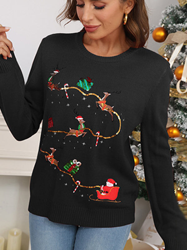 Santa's Sleigh Sequin Christmas Sweater