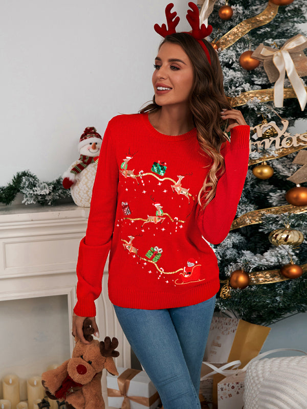 Santa's Sleigh Sequin Christmas Sweater