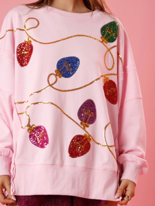 Sequin Christmas Lights Knit Sweater