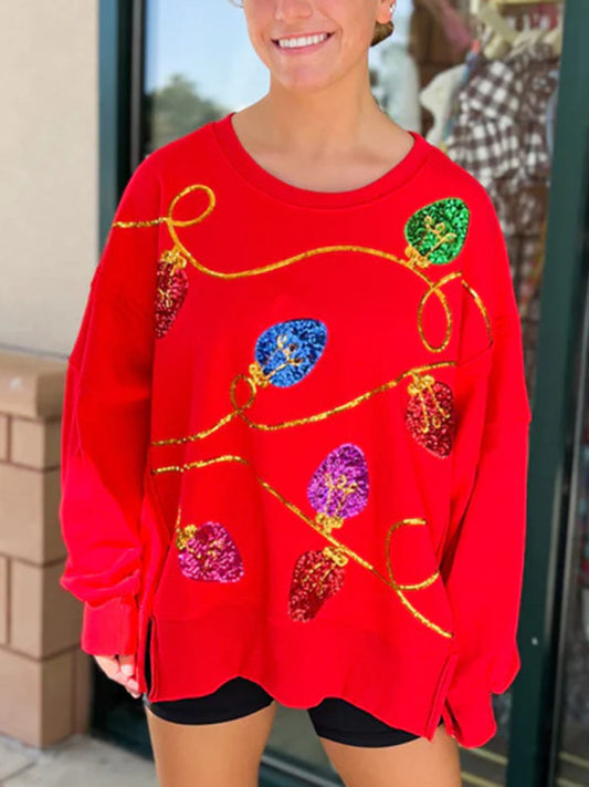 Sequin Christmas Lights Knit Sweater