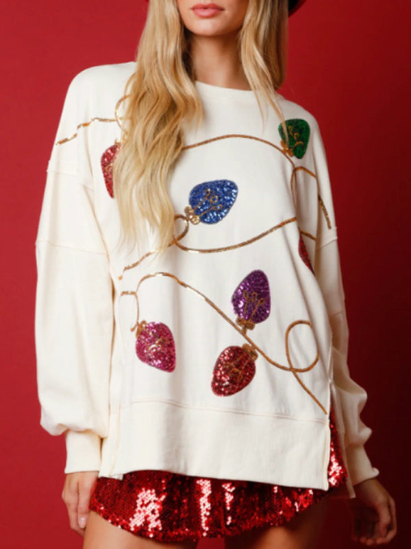 Sequin Christmas Lights Knit Sweater