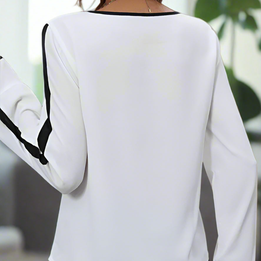 Black & White Long Sleeve Bow Top