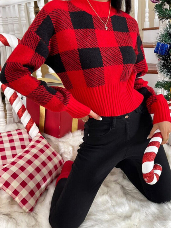 Plaid Christmas Knit Sweater