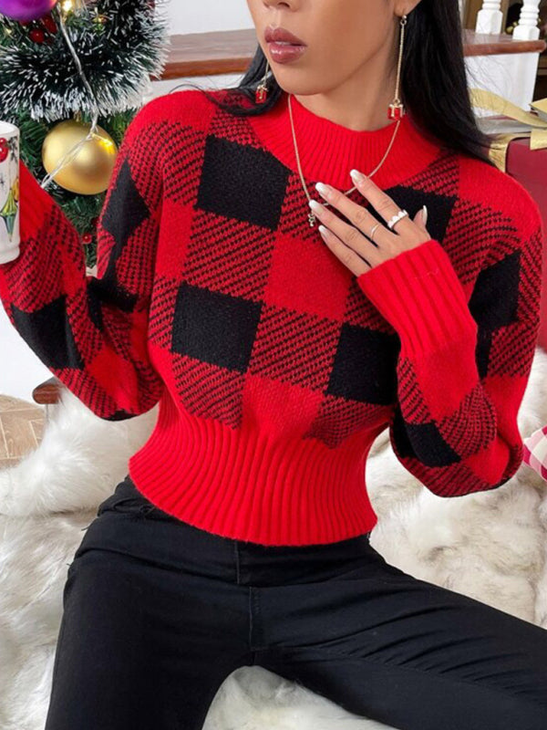 Plaid Christmas Knit Sweater