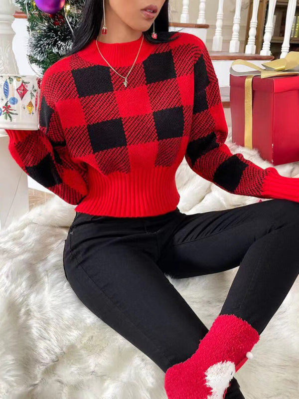 Plaid Christmas Knit Sweater