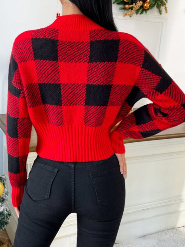 Plaid Christmas Knit Sweater