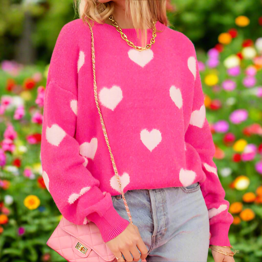 Knit Heart Long Sleeve Sweater