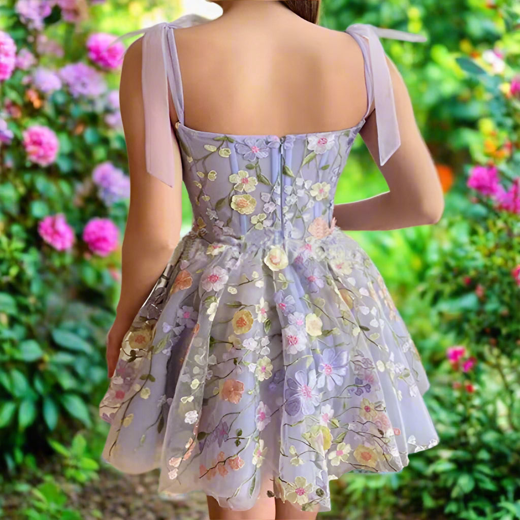 Lavender Floral  Mini Dress