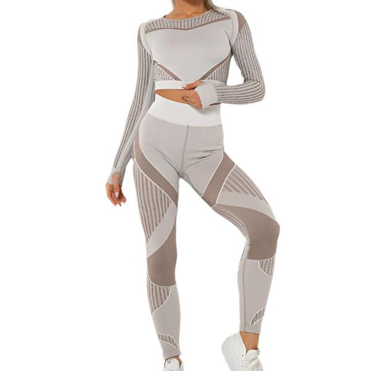 Contrast Striped Active Top & Legging Set