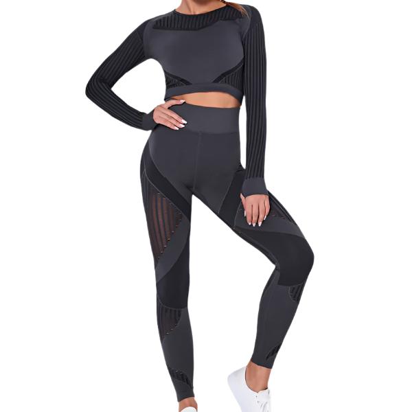 Contrast Striped Active Top & Legging Set