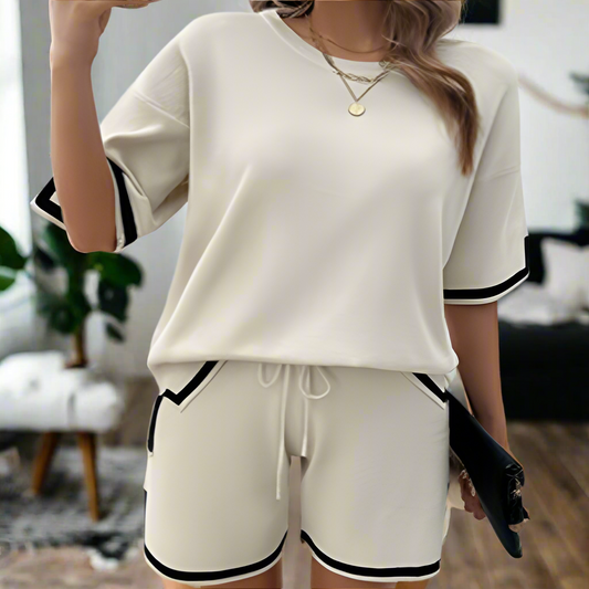 Round Neck Knit Top & Short Set