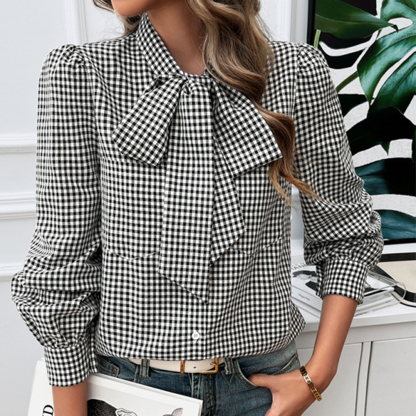 Plaid Long Sleeve Button Up Top