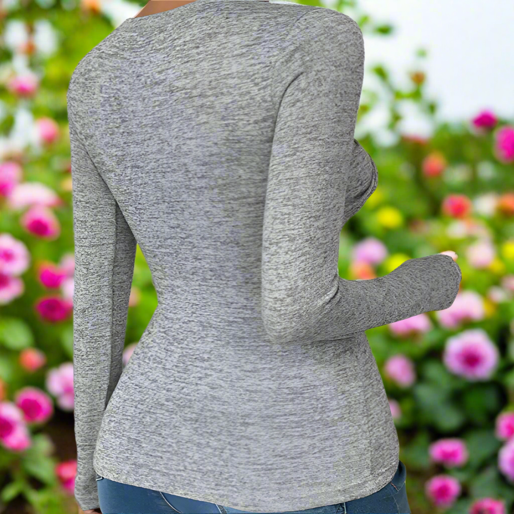 Grey Twisted Long Sleeve Top