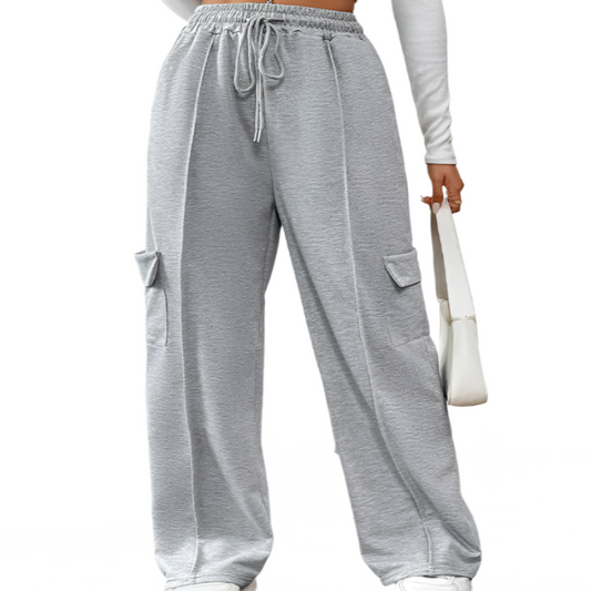 Grey Loose Straight Leg Sweatpants