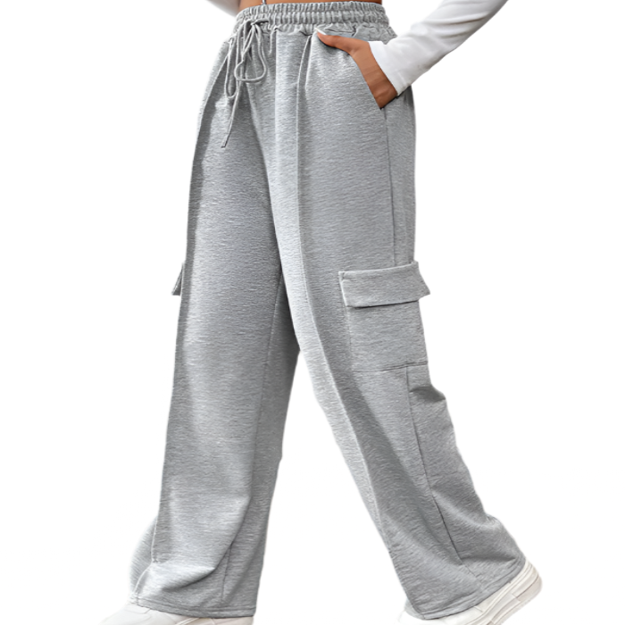 Grey Loose Straight Leg Sweatpants