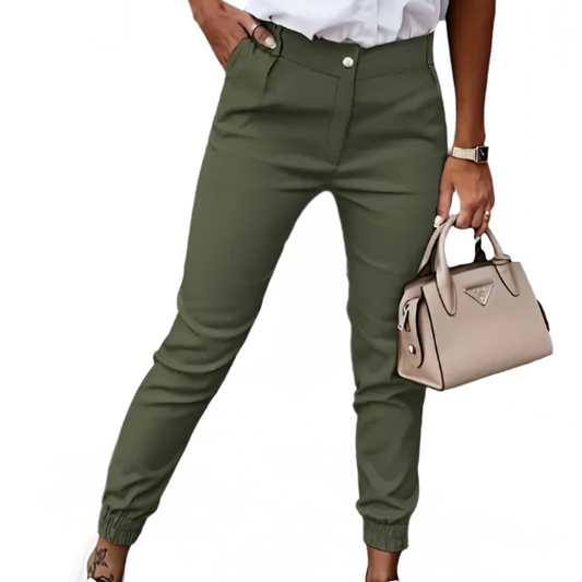 Green Casual Cropped Pants