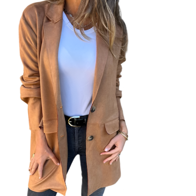 Suede Mid Length Blazer