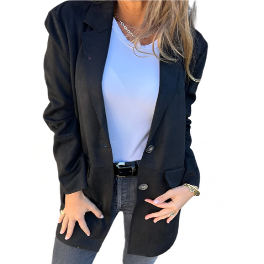 Suede Mid Length Blazer