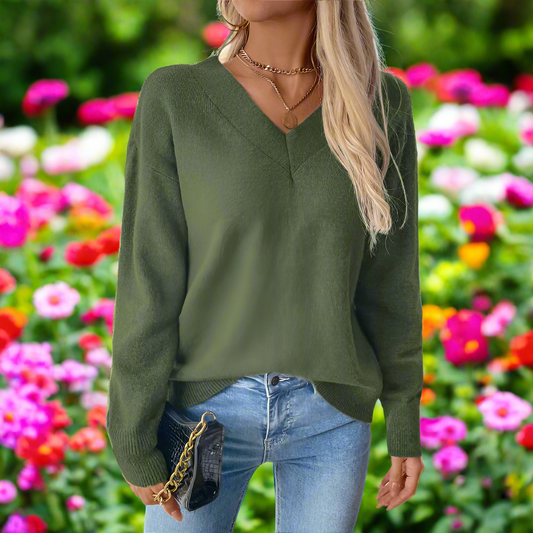 Olive Green Knit Long Sleeve Sweater