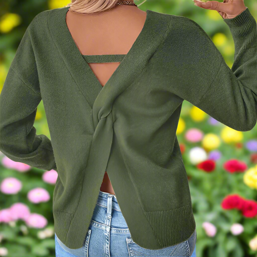 Olive Green Knit Long Sleeve Sweater