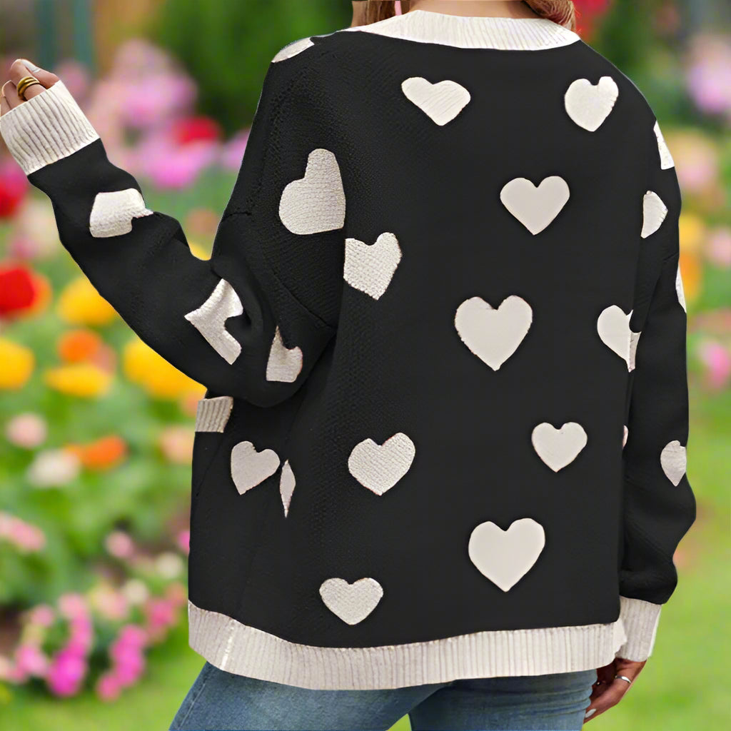 Heart Button Up Knit Cardigan