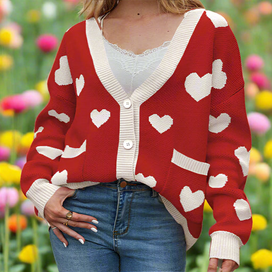 Heart Button Up Knit Cardigan