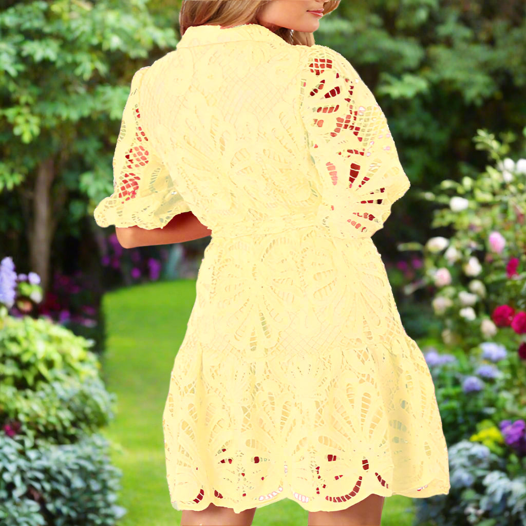 Floral Lace Puff Sleeve Dress