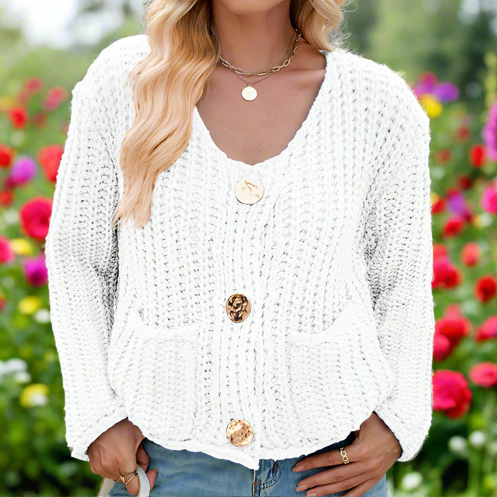 Thick Knit Button Up Cardigan