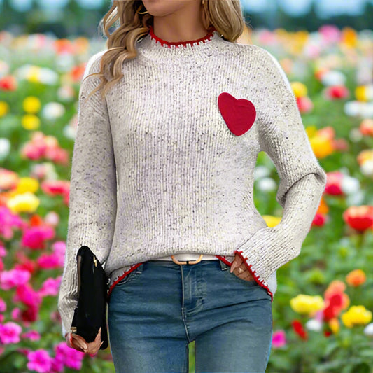 Heart Knit Grey Sweater