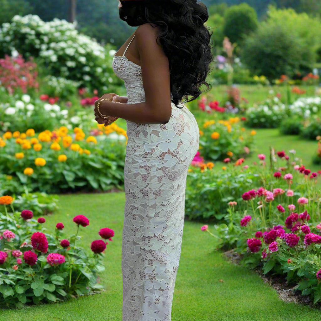 Sweetheart Neck Lace Maxi Dress