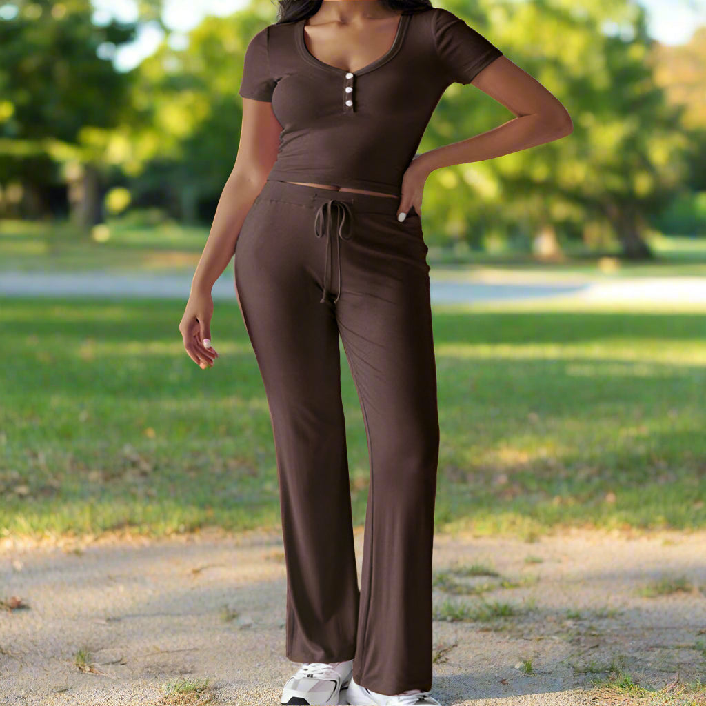 Crop Top & Wide Leg Pant Set