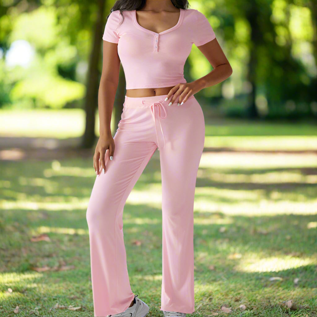 Crop Top & Wide Leg Pant Set