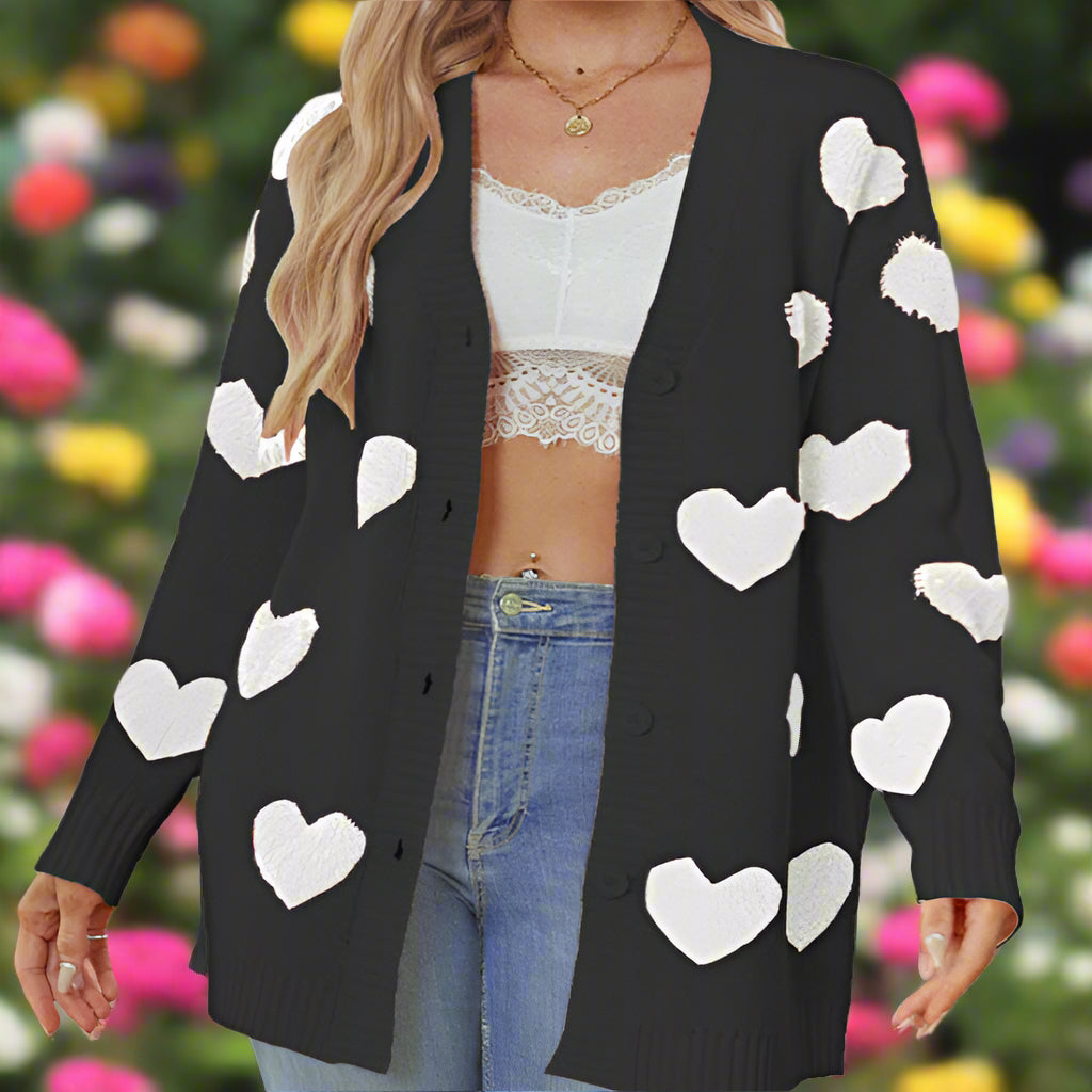 Heart Knitted Button Cardigan