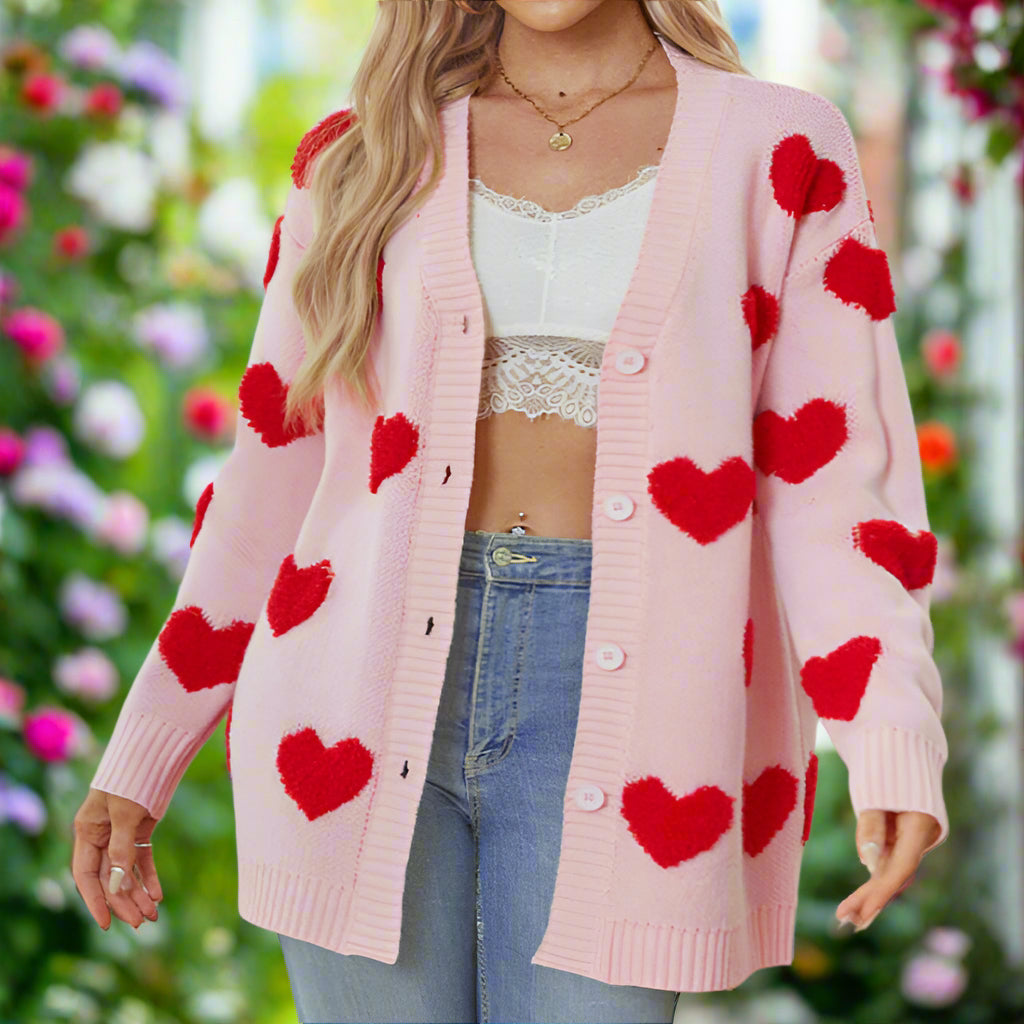 Heart Knitted Button Cardigan