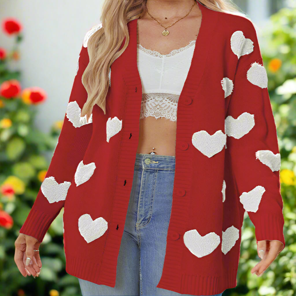 Heart Knitted Button Cardigan