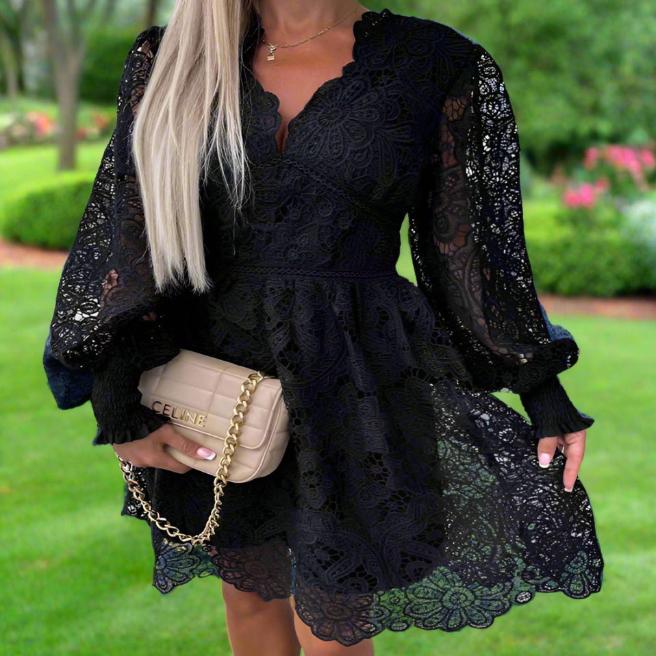 Long Sleeve Short Lace Dress