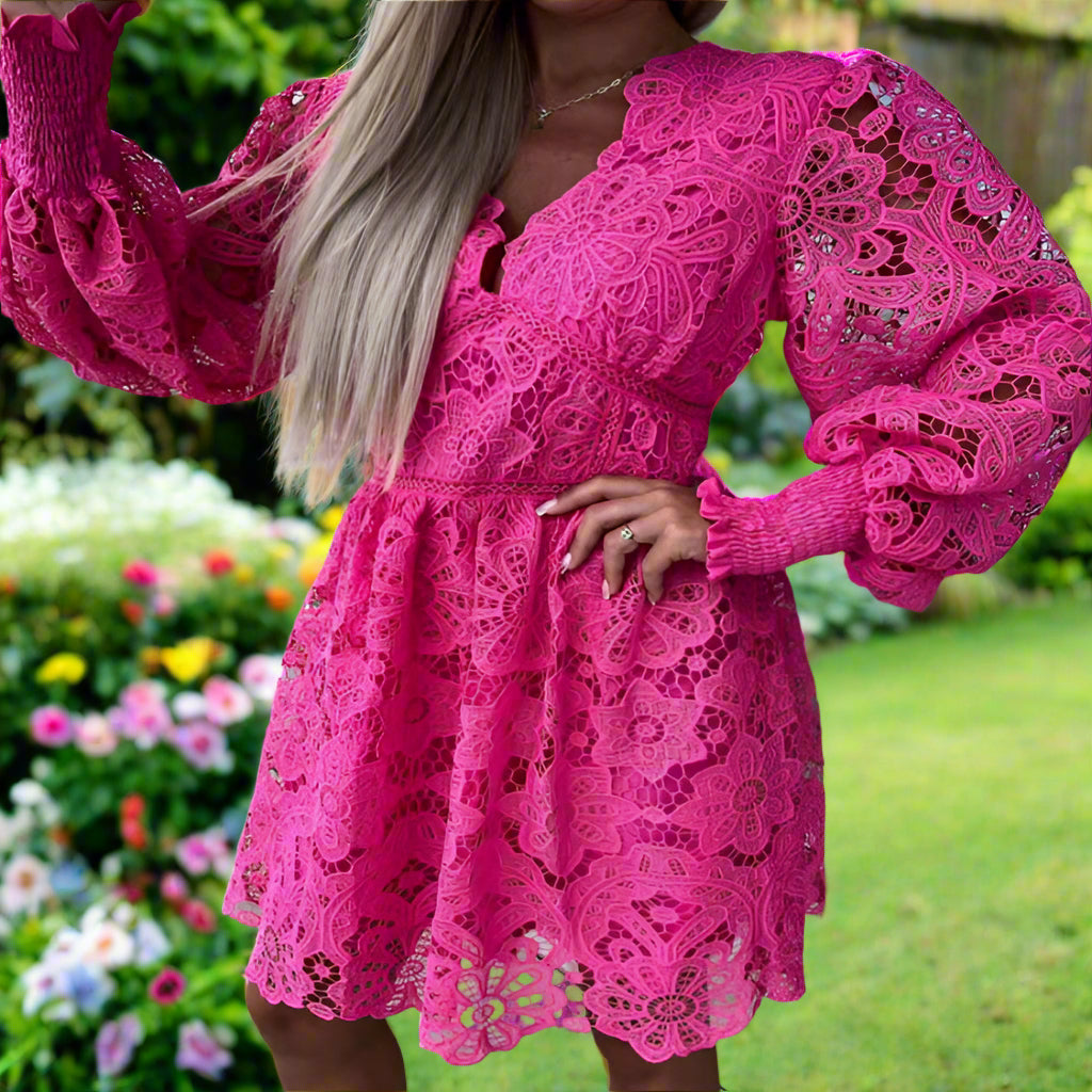 Long Sleeve Short Lace Dress