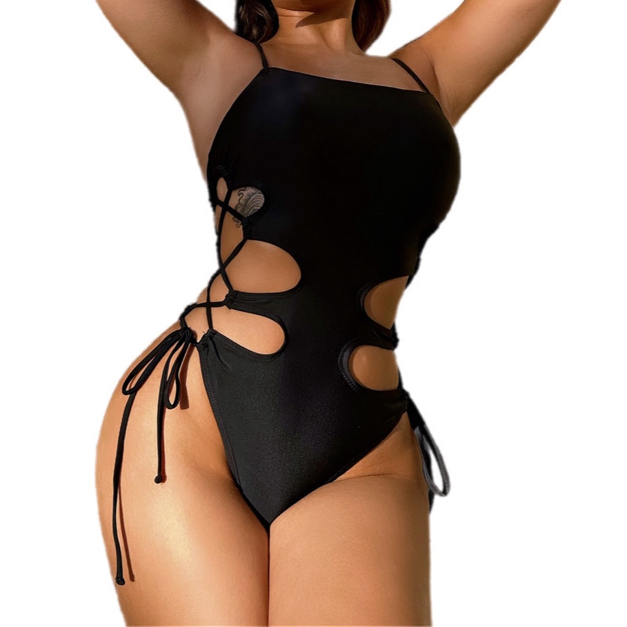 Cutout Lace-Up Spaghetti Strap One-Piece