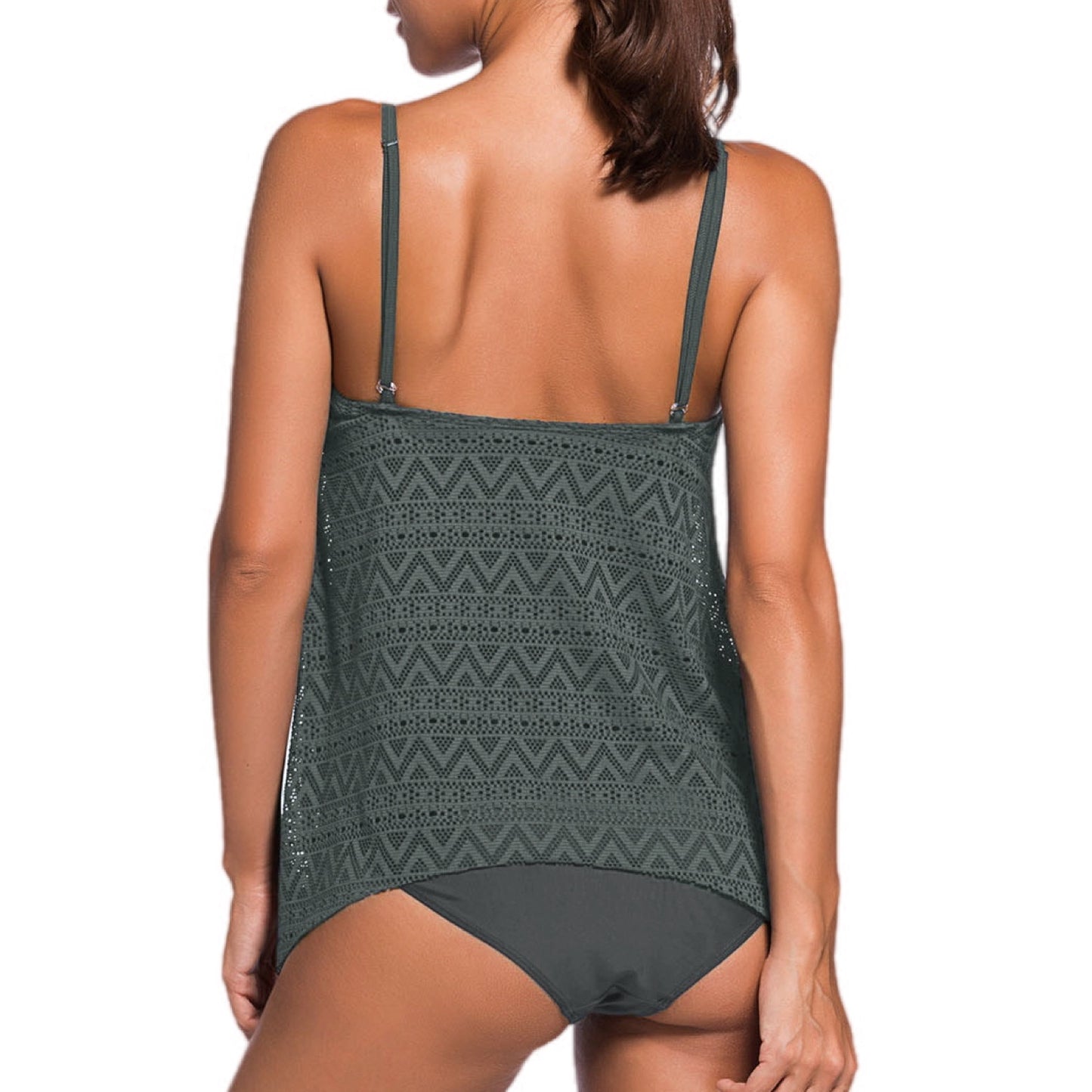 Openwork Spaghetti Strap Low Waist Tankini