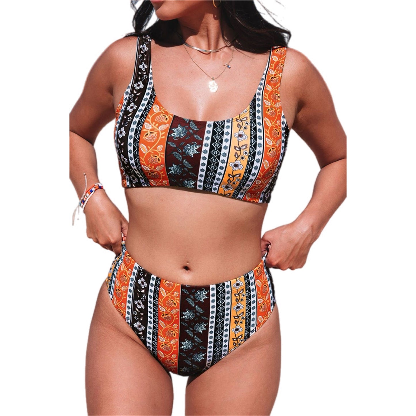 Printed Mid Waist Two-Piece Bikini