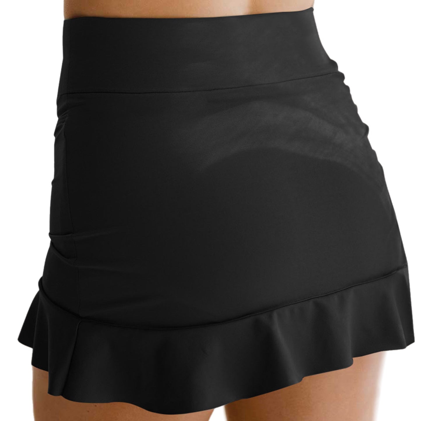 Fun Ruffle Hem Swim Skort With Pockets