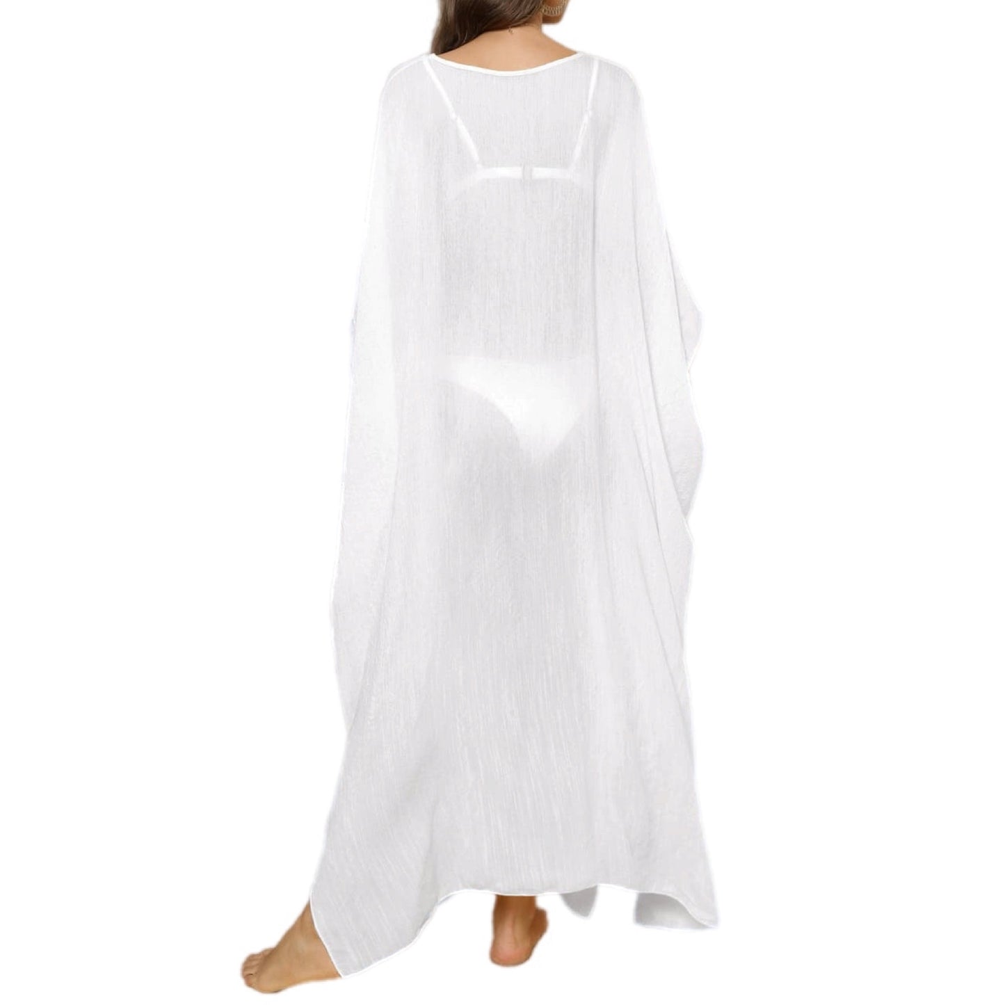 V-Neck Three-Quarter Sleeve Maxi Cover-Up