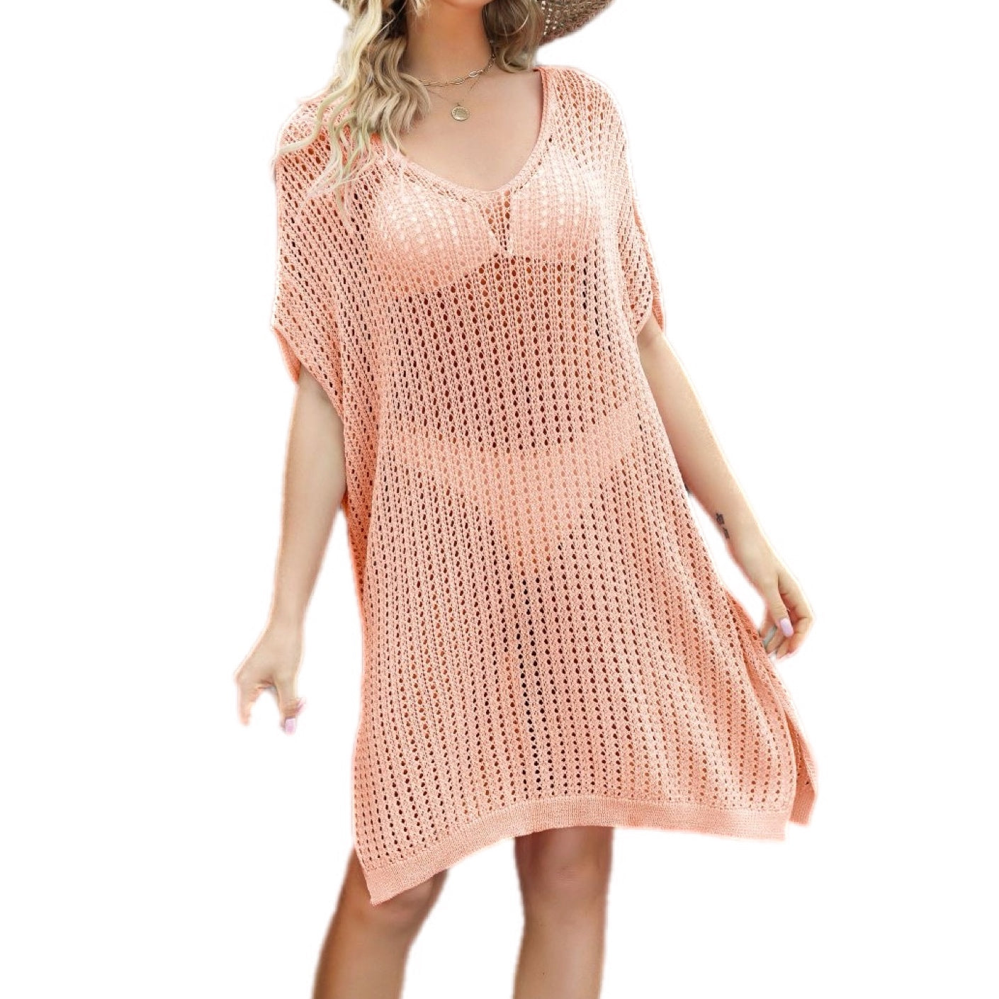 Openwork Side Slit Cover-Up Dress